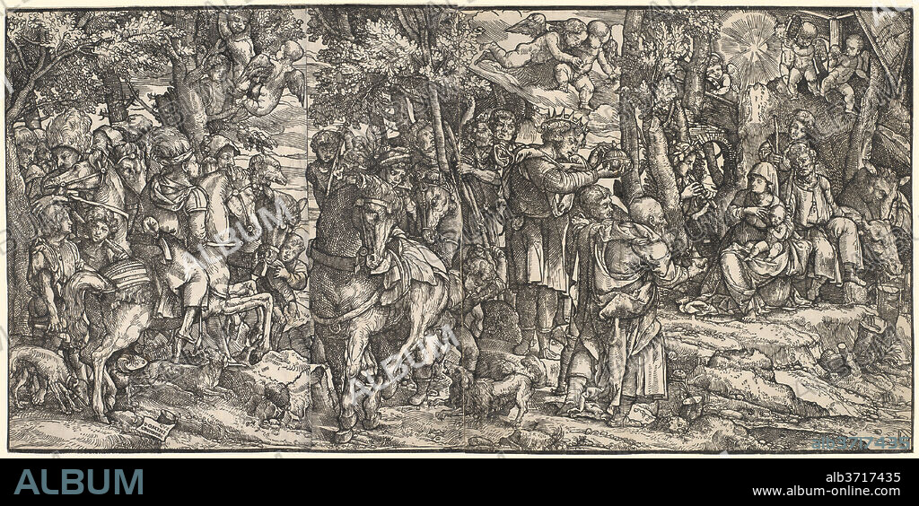 DOMENICO CAMPAGNOLA. The Adoration of the Magi. Medium: woodcut.