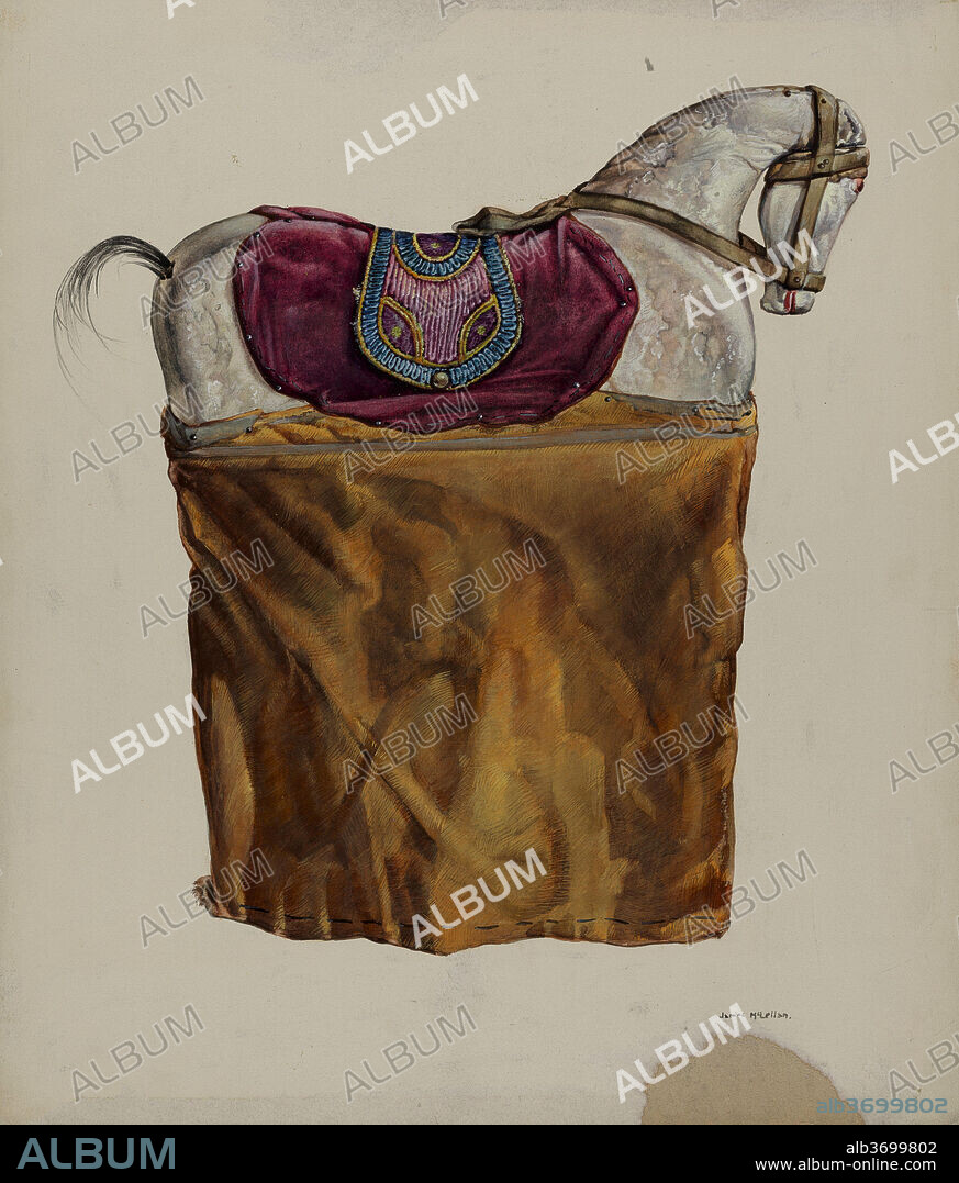 JAMES MCLELLAN. Horse Puppet. Dated: c. 1937. Dimensions: overall: 44.4 x 38.1 cm (17 1/2 x 15 in.)  Original IAD Object: 12" high; 11" long. Medium: watercolor, graphite, and gouache on paperboard.