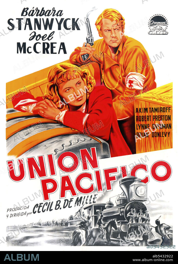 BARBARA STANWYCK and JOEL MCCREA in UNION PACIFIC, 1939, directed by CECIL B DEMILLE. Copyright PARAMOUNT PICTURES.