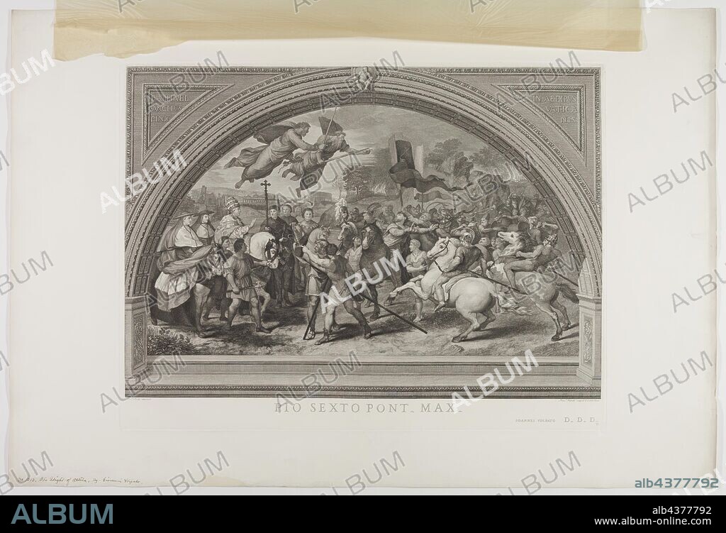Giovanni Volpato, Italian, 1733-1803, after Bernardino Nocchi, Italian, 1741-1812, after Raphael, Italian, 1483-1520, Flight of Atilla, between 1733 and 1803, engraving printed in black ink, Plate: 22 1/4 × 29 1/2 inches (56.5 × 74.9 cm).