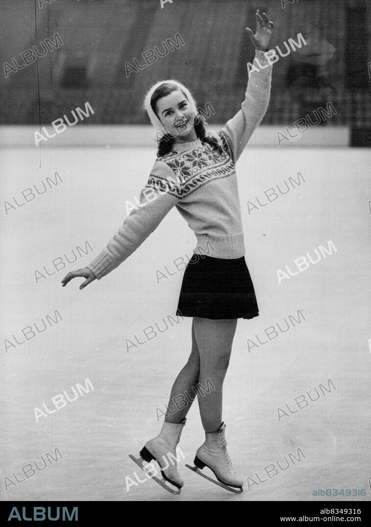 New World Skating Champion Prepares For Her First Appearance In Britain -- Barbara Ann Scott on the ice at the Empire Pool, Wembley, London. Immediately after her arrival at Northolt Airport, near London, from Prague, Czechoslovakia, Barbara Ann Scott, 18-year-old Canadian skating girl who recently won the women's championships of Europe and the world, was at the Empire Pool, Wembley, to practise for her first public appearance in Britain.She gave a special exhibition before Princess Alice, Countess of Athlone, at the Pool before leaving for America to defend her North American title. February 28, 1947.