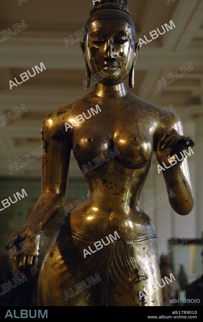 Buddhist goddess, Tara. Bronze statue. 8th century. From Sri Lanka. British Museum. London. Englan. United Kingdom.