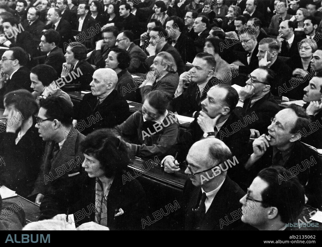 Journalists william strang (?) and a, j, cummings at the metro-vickers show trials, april 12-19, 1933.