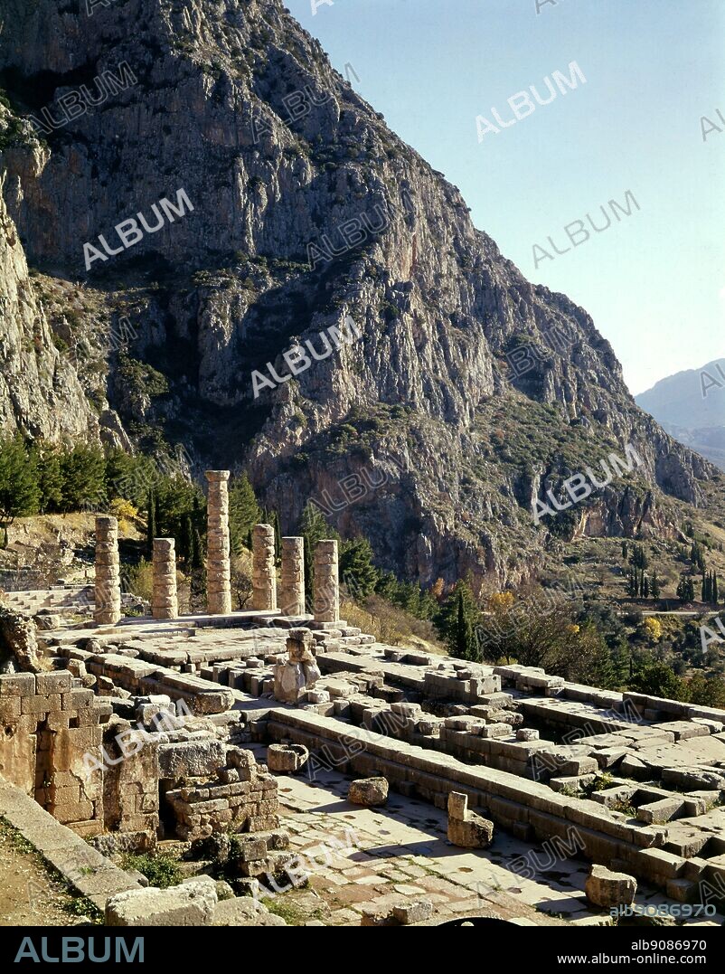 Delphi, Greece - an archaeological site and a modern town in Greece on the south-western spur of Mount Parnassus in the valley of Phocis. Delphi was the site of the Delphic oracle, most important oracle in the classical Greek world, and it was a major site for the worship of the god Apollo. ©TopFoto.
