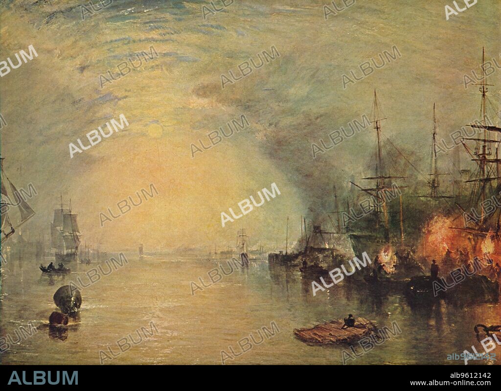 JOSEPH MALLORD WILLIAM TURNER. 'Keelmen Heaving in Coals by Moonlight', 1835. The painting is part of the Widener Collection, National Gallery of Art, Washington DC. From Masterpieces of Painting, edited by Huntington Cairns and John Walker. [National Gallery of Art, Washington D.C., Random House, New York, N.Y. 1944].