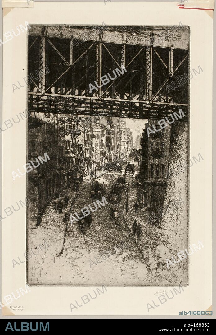 Cherry Street. Charles Frederick William Mielatz; American, born Germany, 1864-1919. Date: 1904. Dimensions: 305 x 190 mm (image/plate); 364 x 244 mm (sheet). Etching with aquatint in black on cream laid paper. Origin: United States.