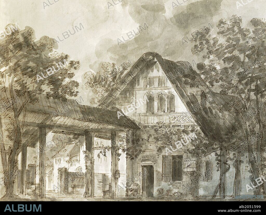 Set design by Francesco Bagnara for La gazza ladra (The Thieving Magpie), 1817, opera by Gioachino Rossini (1792-1868), performed at La Fenice Theatre in Venice.