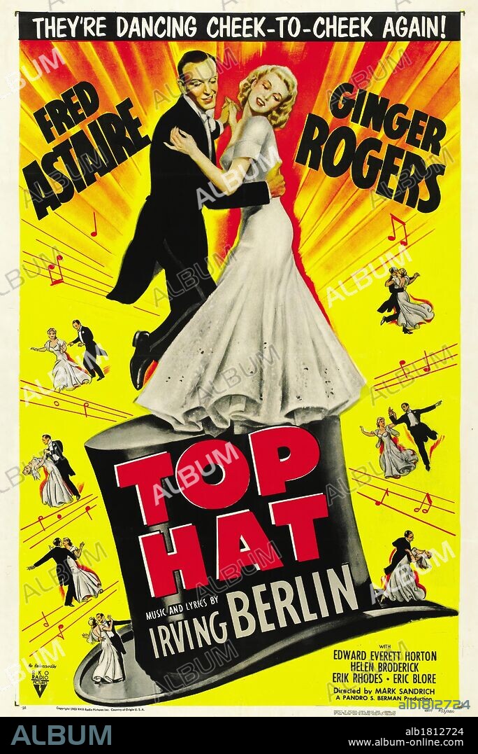 Poster de SOMBRERO DE COPA, 1935 (TOP HAT), dirigida por MARK SANDRICH. Copyright RKO.