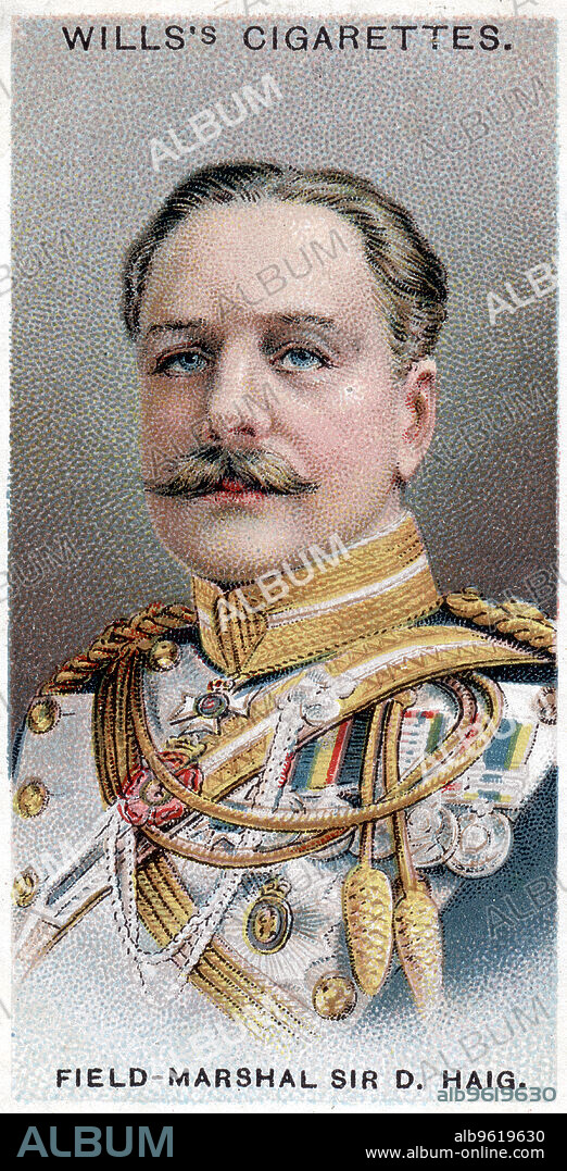 Douglas Haig, 1st Earl Haig of Bermersyde, Scottish-born British soldier, 1917.  Haig (1861-1928) was appointed Commander-in-Chief of British and Empire forces in France in 1915. His conduct of the war on the Western Front was controversial. On the one hand, his pursuit of a strategy of attrition and planning of offensives which ultimately made minimal territorial gains at the cost of massive casualties, as at the Somme (1916) and Passchendaele (1917), earned him the nickname 'Butcher Haig'. General John J Pershing, commander of the US army in France, described Haig as the man who won the war, however. He was made a Field Marshal in 1917, and after the war served as Commander-in-Chief of Home Forces until 1921.