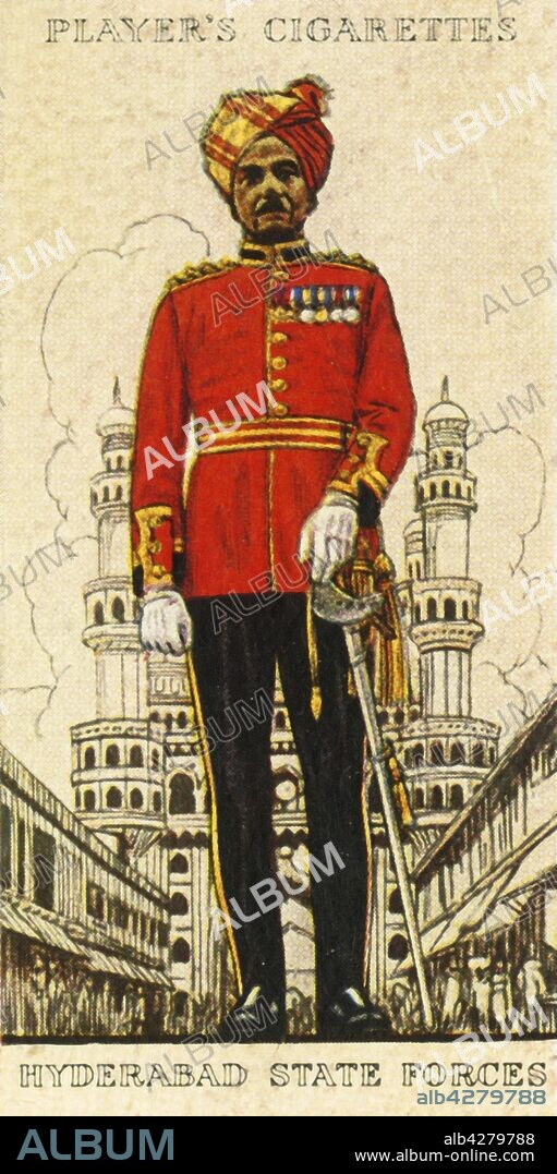 'Hyderabad State Forces', 1936. From "Military Uniforms of the British Empire Overseas". [John Player & Sons, 1936].