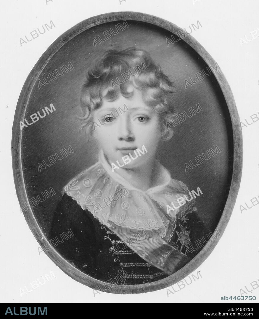 After Johann Dominik Bossi, Prince Gustav, Gustav, Prince of Vasa, Gustav (1799-1877), painting, 1818, Gouache on ivory, Gold-plated metal frame with crown on top, Oval, Height, 7.3 cm (2.8 inches), Width, 5.9 cm (2.3 inches), Signed, Köhler f.1818.