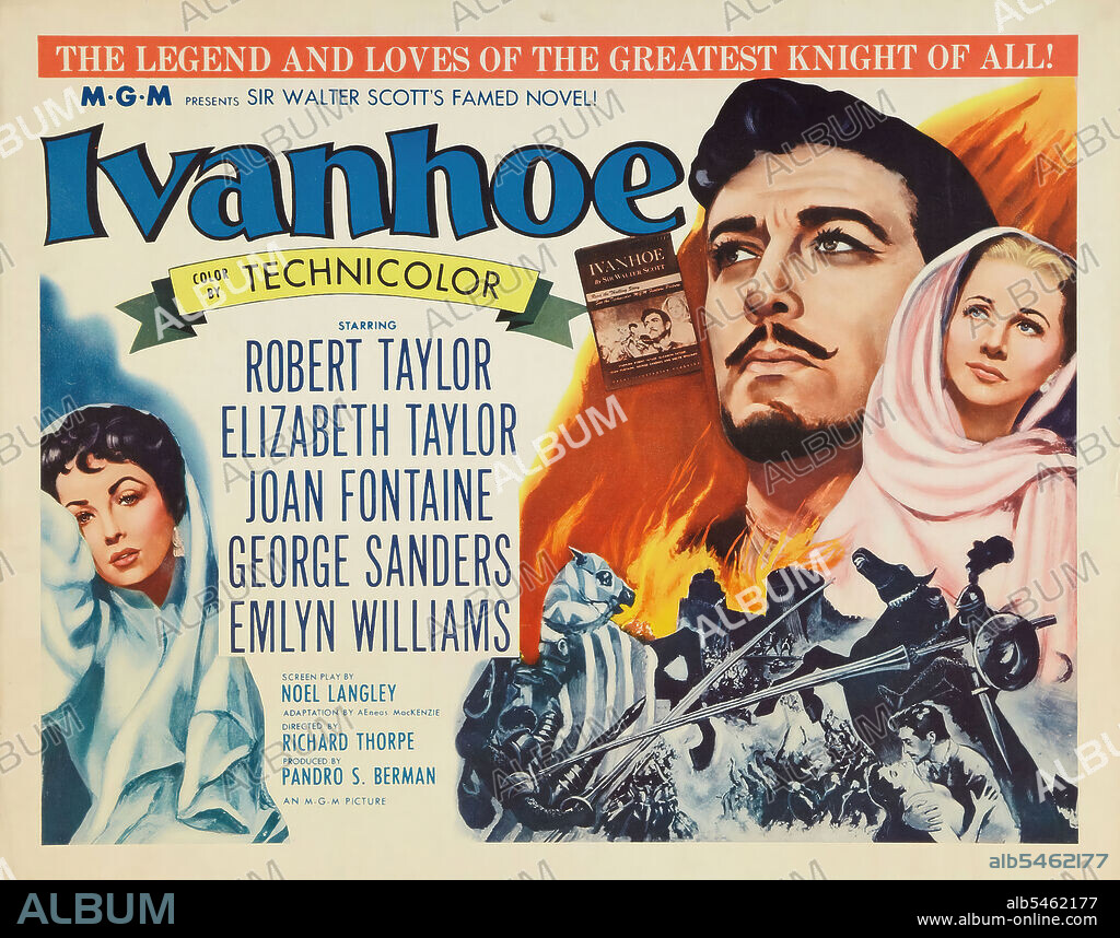 ELIZABETH TAYLOR and ROBERT TAYLOR in IVANHOE, 1952, directed by RICHARD THORPE. Copyright M.G.M.