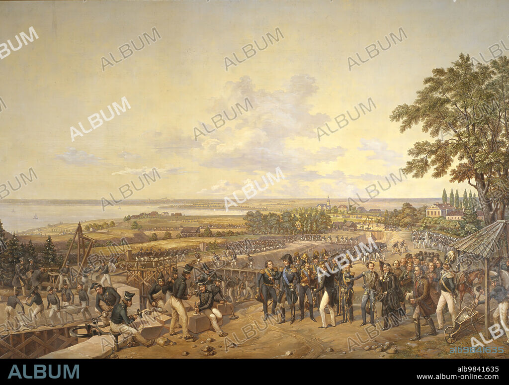 ALEXANDER WETTERLING. King Carl XIV Johan of Sweden Visiting the Canal Locks at Berg in 1819, 1856.