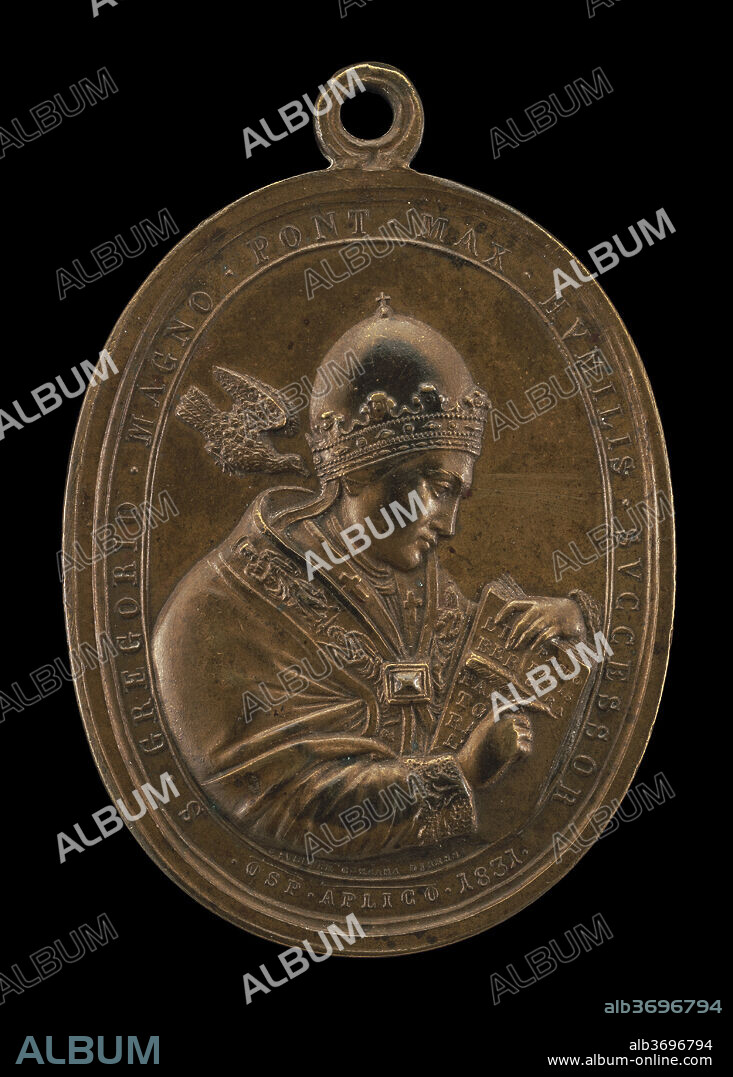 GIUSEPPE CERBARA. Gregory XVI (Bartolomeo Alberto Cappellari, 1765-1846), Pope 1830 [obverse]. Dated: 1831. Dimensions: overall (oval, with loop): 6.9 x 4.8 cm (2 3/4 x 1 7/8 in.)  overall (oval, without loop): 6.1 x 4.8 cm (2 3/8 x 1 7/8 in.)  gross weight: 66.22 gr (0.146 lb.)  axis: 12:00. Medium: bronze.
