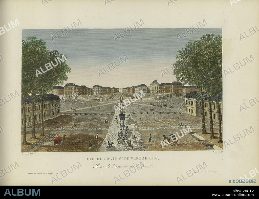 HENRI COURVOISIER-VOISIN. Vue du château de Versailles, prise de l'avenue de Paris.