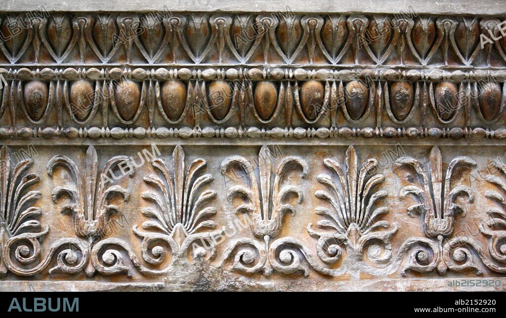 Two marble slabs from the ornamental band (epicranitis). (Photo by: Universal History Archive/UIG via Getty Images).