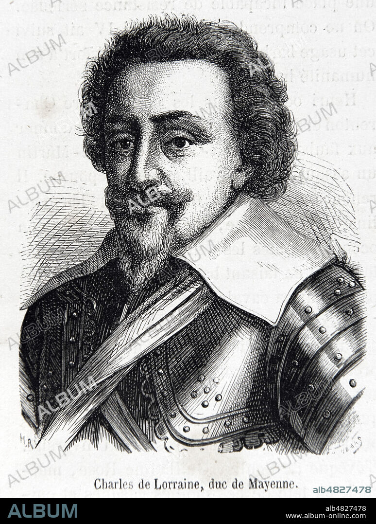 'Charles de Lorraine, duc de Mayenne (1554-1611)'. Illustration tiree de l'Histoire de France populaire, tome 2, par Henri Martin (1810-1883) vers 1870. Credit : Collection Grob/KHARBINE-TAPABOR.