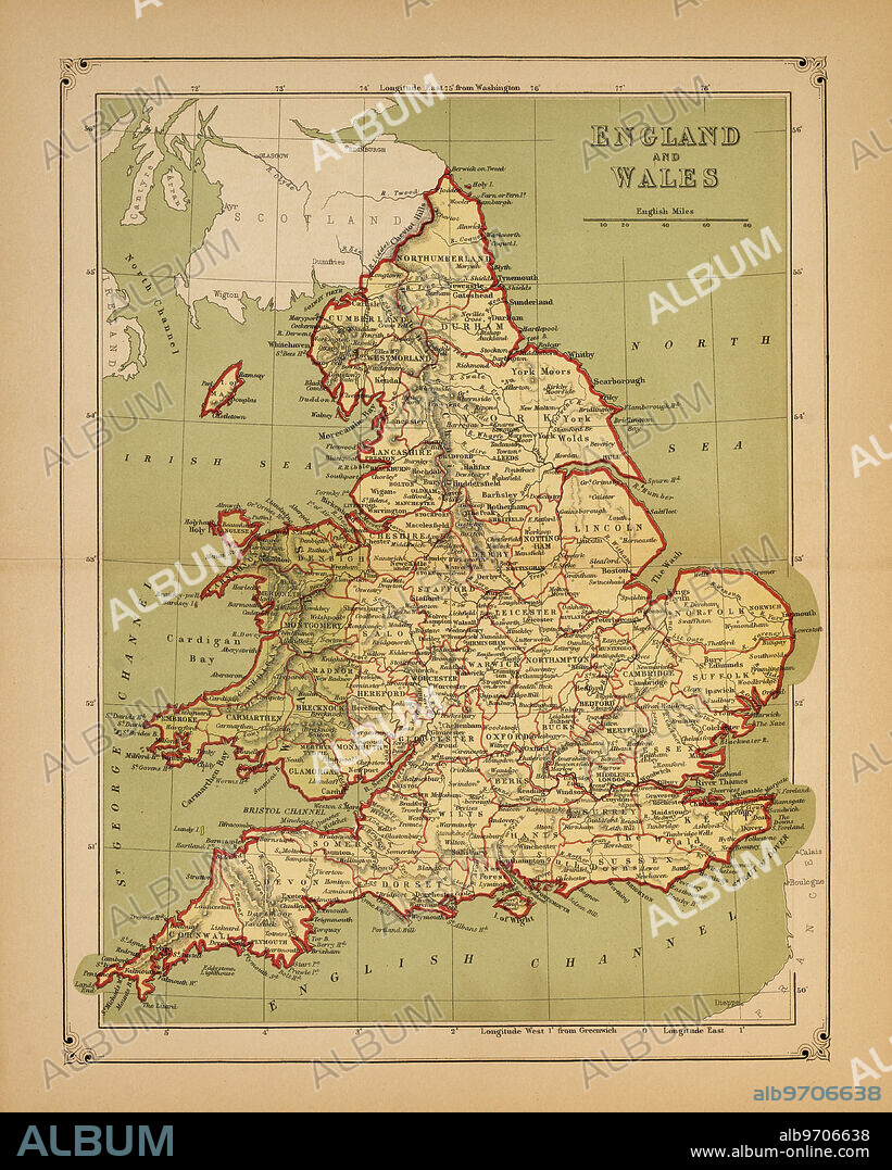 Historical Map of England and Wales.
