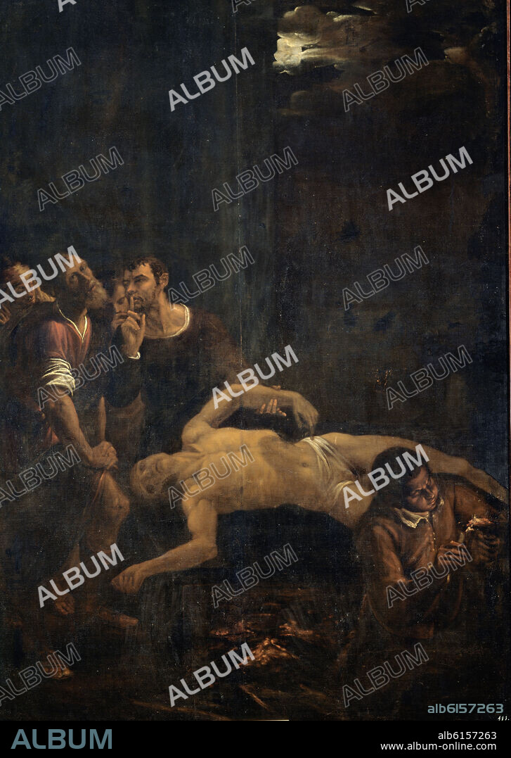 JUAN FERNANDEZ DE NAVARRETE (1526-1579) EL MUDO. ENTIERRO DE SAN LORENZO - 1579 - PINTURA RENACENTISTA - ESCUELA ESCURIALENSE.