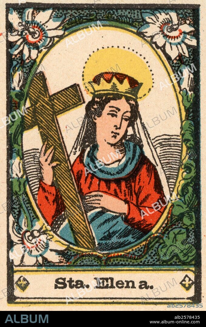 Santa Elena (250-329), emperatriz romana, madre del emperador Constantino. Litografía de 1890.
