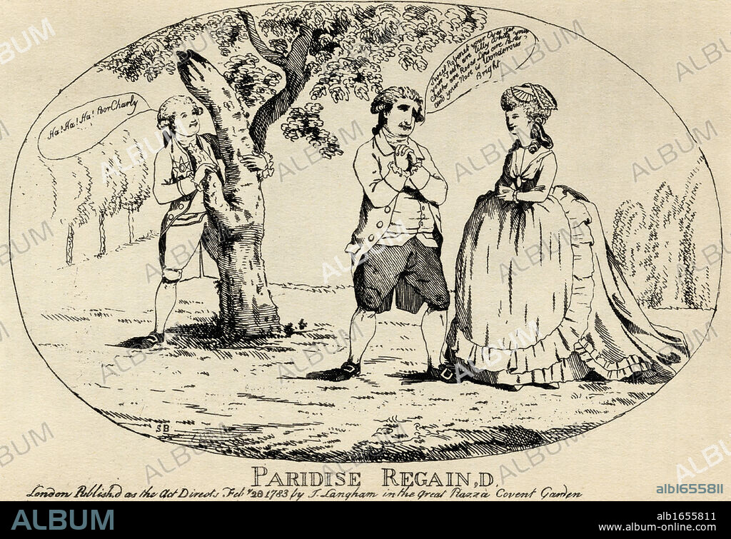 A contemporary satirical cartoon concerning the Prince of Wales and his lover Mrs Mary Robinson published 1783.