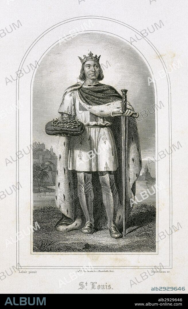 LUIS IX o SAN LUIS (Poissy, 1214-Túnez, 1270). Rey de Francia (1226-1270). Hijo y sucesor de Luis VIII. Grabado del siglo XIX.