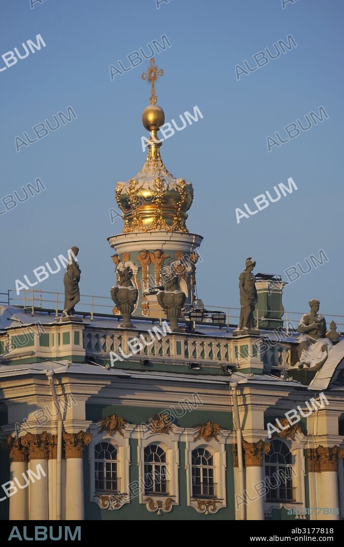 Russia. Saint  Petersburg. The State Hermitage Museum. Winter Palace. 18th-19th centuries. Baroque style. Facade. Detail.