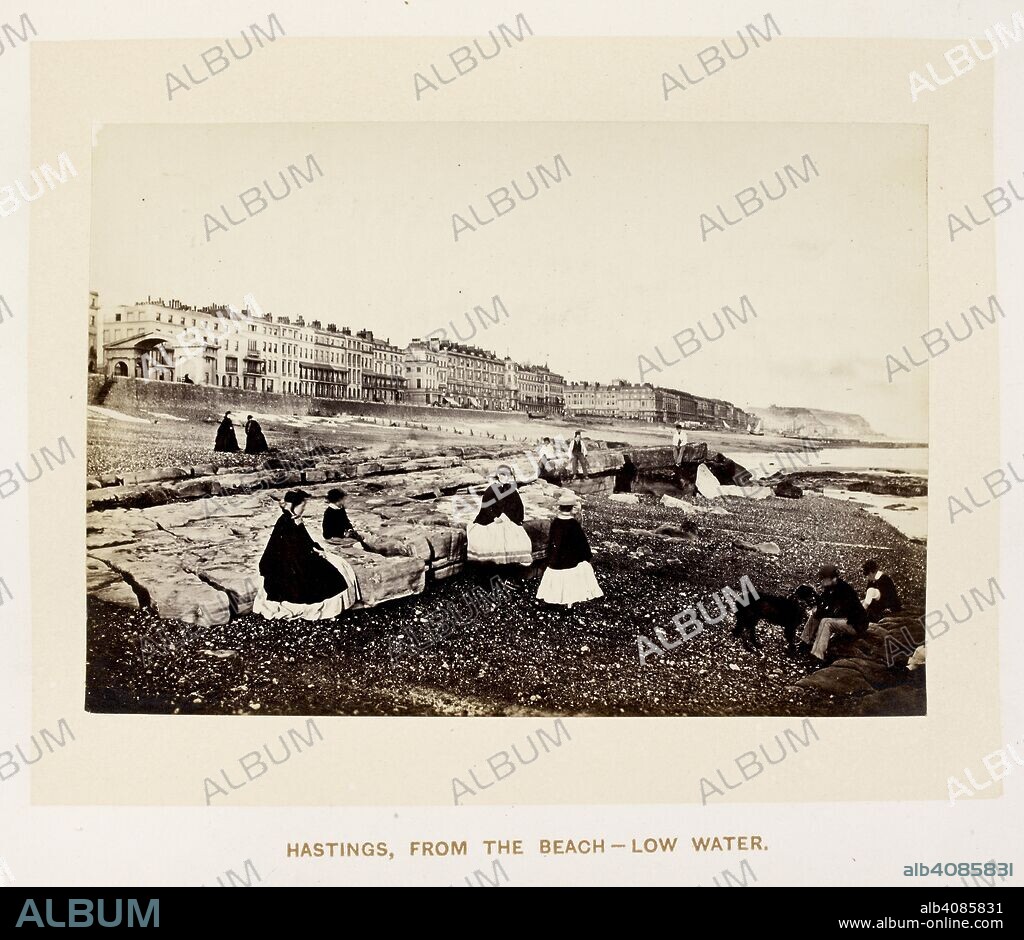 FRANCIS FRITH. Hastings from the beach â€“ low water, c. 1864. The gossiping photographer at Hastings. Reigate and London, 1864. Albumen print. Source: Cup.410.g.108 plate 6.
