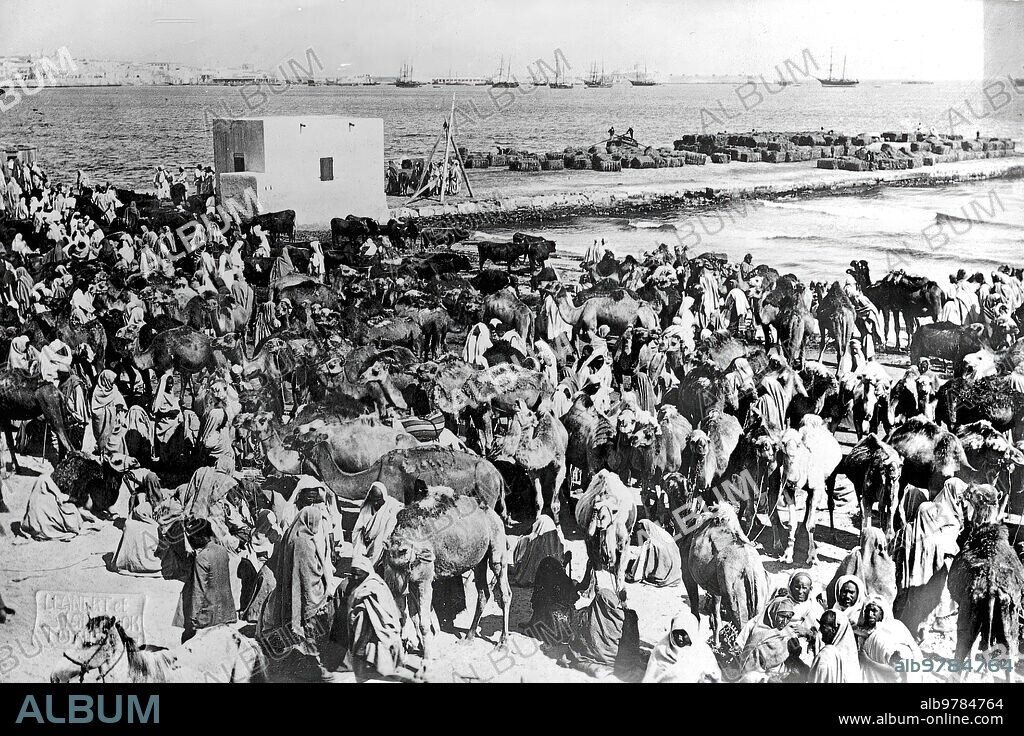 October 1911. Organization of a caravan of inhabitants of Tripoli who marched inland due to fear of the landing of the Italians.