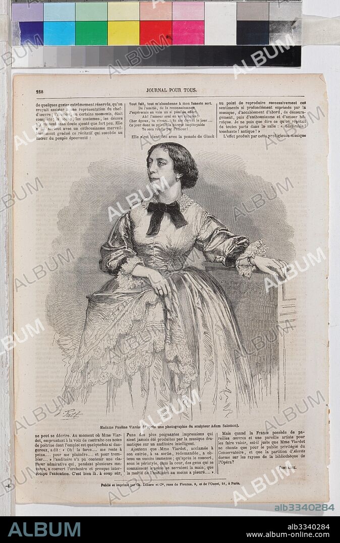 G. PATT. Portrait of the singer and composer Pauline Viardot (1821-1910).