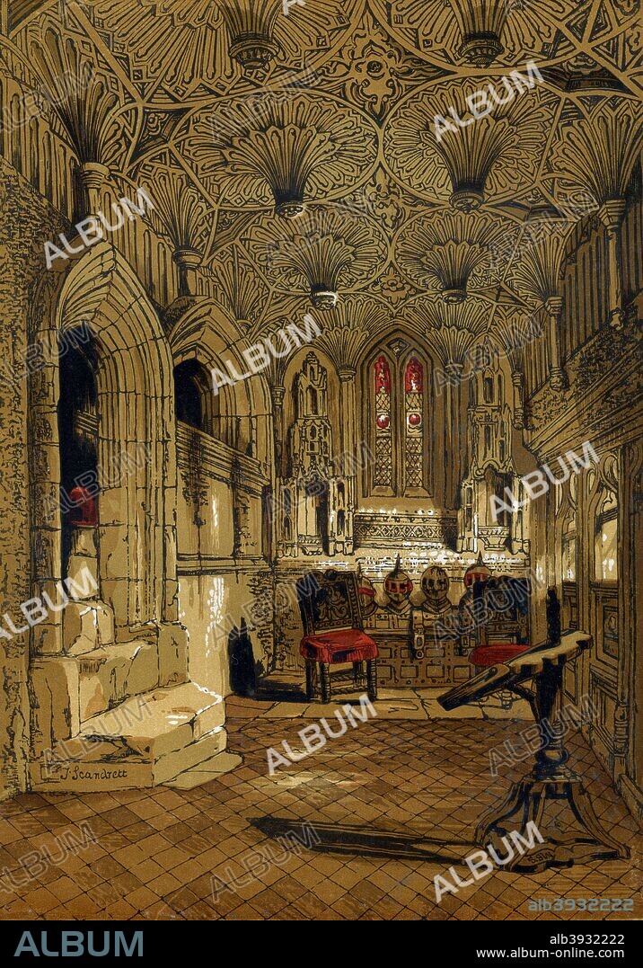 Chantry Chapel, Adjoining the Beauchamp Chapel, Warwick, 1845. The chapel is attached to the Church of St Mary, Warwick, and commemorates Richard Beauchamp, Earl of Warwick, who died in 1439.