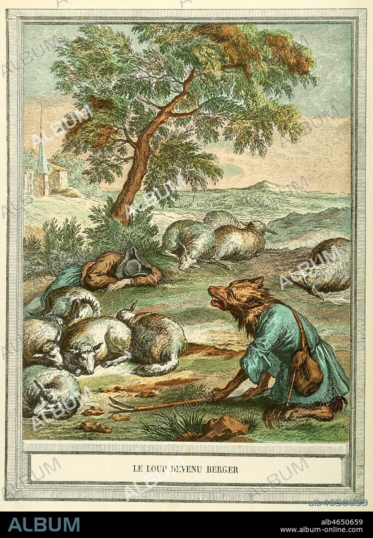 Le loup devenu berger. Fable de Jean de LA FONTAINE (1621-1695). Illustration de Jean-Baptiste OUDRY (1686-1755). Credit: Collection Jonas/Kharbine-Tapabor.