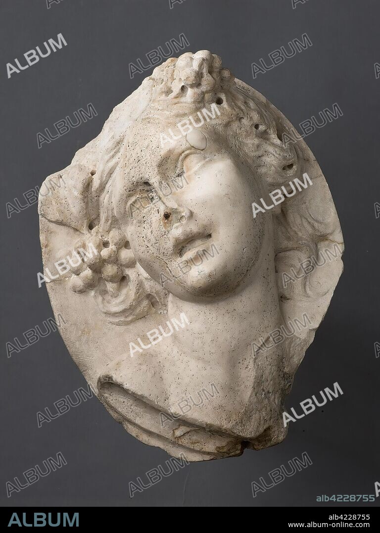'Relief: a Medallion with a Head of Bacchante'. Italy, Second half of the 17th century. Dimensions: height: 31,0 cm (oval).