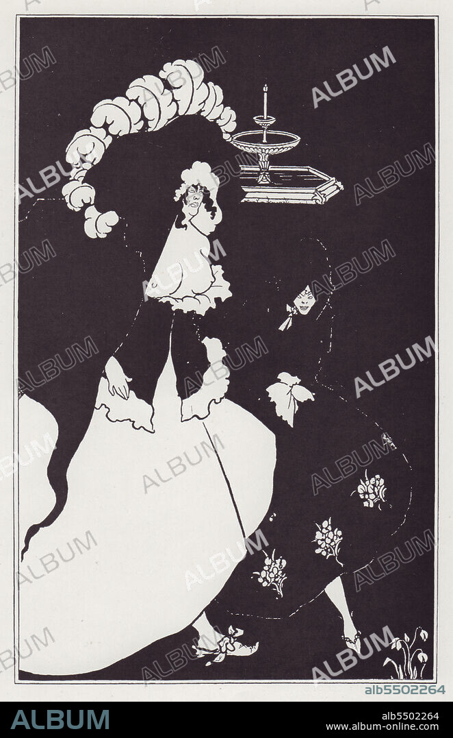 AUBREY BEARDSLEY. Messalina, 1895. 'Probably intended as one of the illustrations to the Sixth Satire of Juvenal', privately printed by Leonard Smithers. Messalina (died 48 AD) was the wife of the Roman emperor Claudius, and was notorious for her sexual appetite. In the "Sixth Satire", Juvenal describes her nightly excursions from the Imperial Palace to work as a whore in a local brothel. From "The Best of Beardsley" edited by R. A. Walker, [The Bodley Head, London, 1948].
