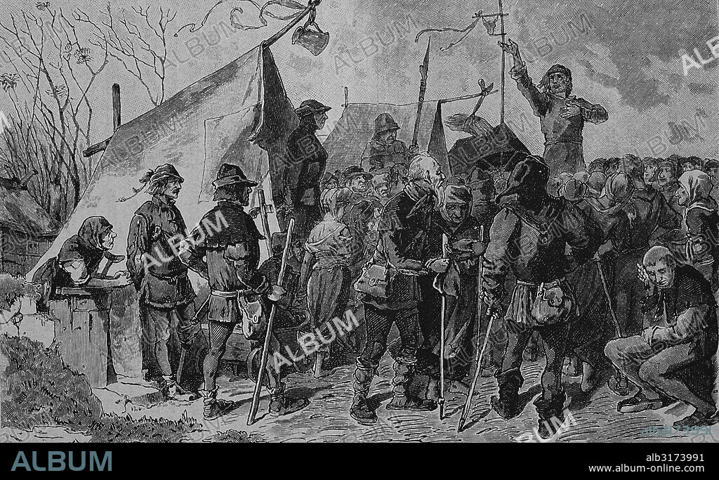 German peasants' war, great peasants' revolt, farmer war, farmer revolt, 1524-1526, pfeiferhaenslein, preach, hans boehm, hans behem, teacher, niklashausen , 1458, 1476 wuerzburg, pfeifer of niklashausen, pfeifer hannes, the piper or henselin, herdsman, musician, preacher, founder, of, niklashaeuser pilgrimage, of 1476.