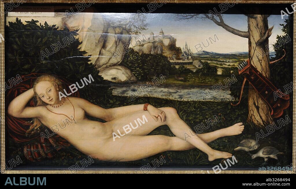 Taller de Lucas Cranach el Joven (1515-1586). Ninfa recostada en una fuente, 1550. Galeria Nacional. Museo Nacional de Arte, Arquitectura y Diseño. Oslo. Noruega.