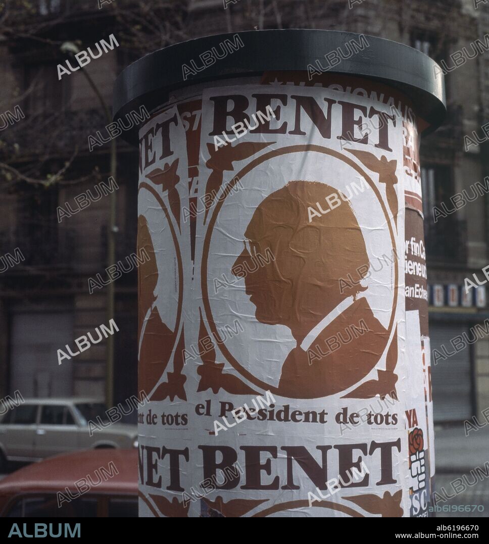 CARTEL ELECTORAL DEL PSUC CON JOSEP BENET PARA PRESIDENTE - CARTELES ELECTORALES ELECCIONES AL PARLAMENTO CATALAN 1980.