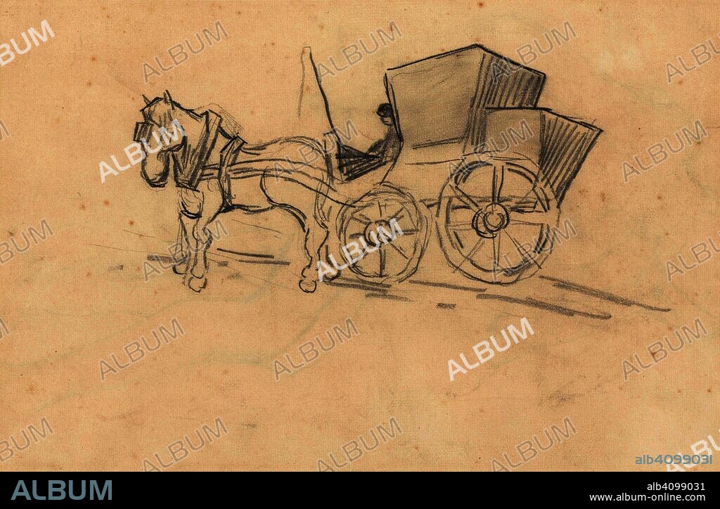 VINCENT VAN GOGH. Horse and Carriage. Date: June 1890, Auvers-sur-Oise. Dimensions: 26.9 cm x 43.7 cm.
