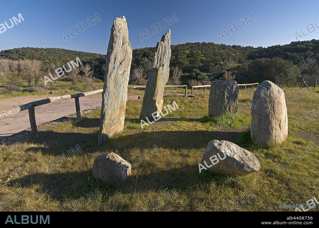 Cromlech La Pasada del Abad -betwen 3000 and 2500 BC, Megalithic monument, Rosal de la Frontera, Huelva province, Region of Andalusia, Spain, Europe.
