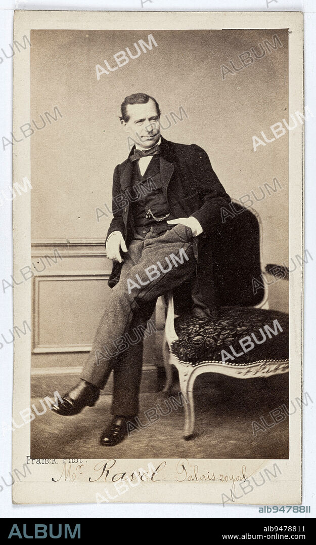 Portrait of Pierre Alfred Ravel (1811/1813--1881), theater actor between 1837 and 1876., Franck (François Gobinet de Villechole, dit), Photographer, Between 1860 and 1890, 2nd half of the 19th century, Photography, Graphic arts, Photography, Albumen paper print, Dimensions - Work: Height: 9 cm, Width: 5.5 cm, Dimensions: Height: 10.5 cm, Width: 6.2 cm.