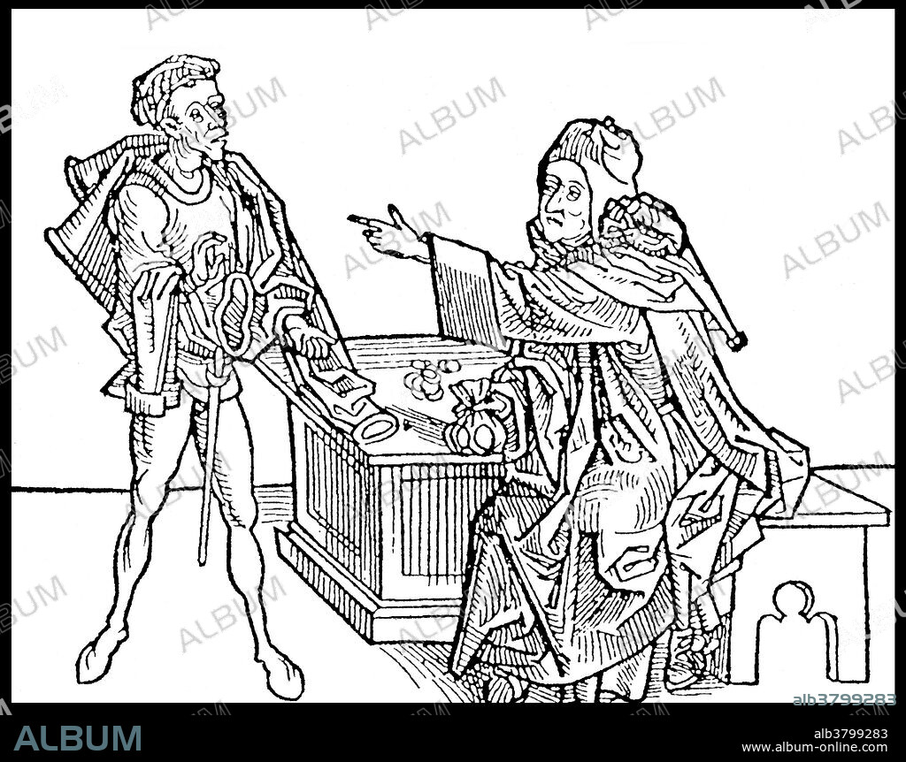 Woodcut of Jewish moneylender from The Sanctae Peregrinationes, 1486. In the Middle Ages, religion played a major role in driving anti-Semitism. Though not part of Roman Catholic dogma, many Christians, including members of the clergy, have held the Jewish people collectively responsible for killing Jesus, through the blood curse of Pontius Pilate in the Gospels, among other things. Local rulers and church officials closed many professions to the Jews, pushing them into marginal occupations considered socially inferior, such as tax and rent collecting and moneylending, tolerated them as a "necessary evil". Catholic doctrine of the time held that lending money for interest was a sin, and forbidden to Christians. Not being subject to this restriction, Jews dominated this business. The Sanctae Peregrinationes, or the Peregrinatio in Terram Sanctam, was the first printed illustrated travel book. The book was a bestseller, reprinted 13 times over the next 3 decades, including printings in France and Spain, for which the illustration blocks were shipped out to the local printers.