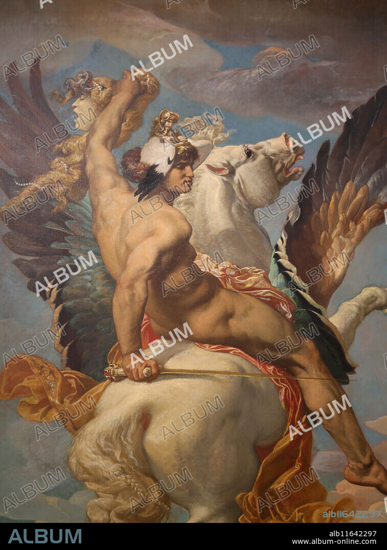 JOSEPH PAUL BLANC. Perseus riding Pegasus, 1869 by French painter Paul Joseph Blanc (1846-1904). Orsay Museum. Paris. France.