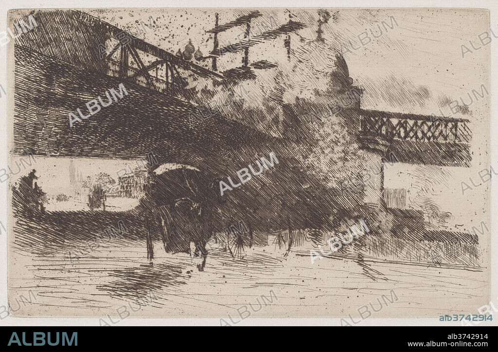 GIUSEPPE DE NITTIS. View Taken in London (Vue prise á Londres). Dated: c.1876. Dimensions: sheet: 22.5 × 28.8 cm (8 7/8 × 11 5/16 in.)  plate: 14 × 21.7 cm (5 1/2 × 8 9/16 in.). Medium: etching in sepia [proof before letters].