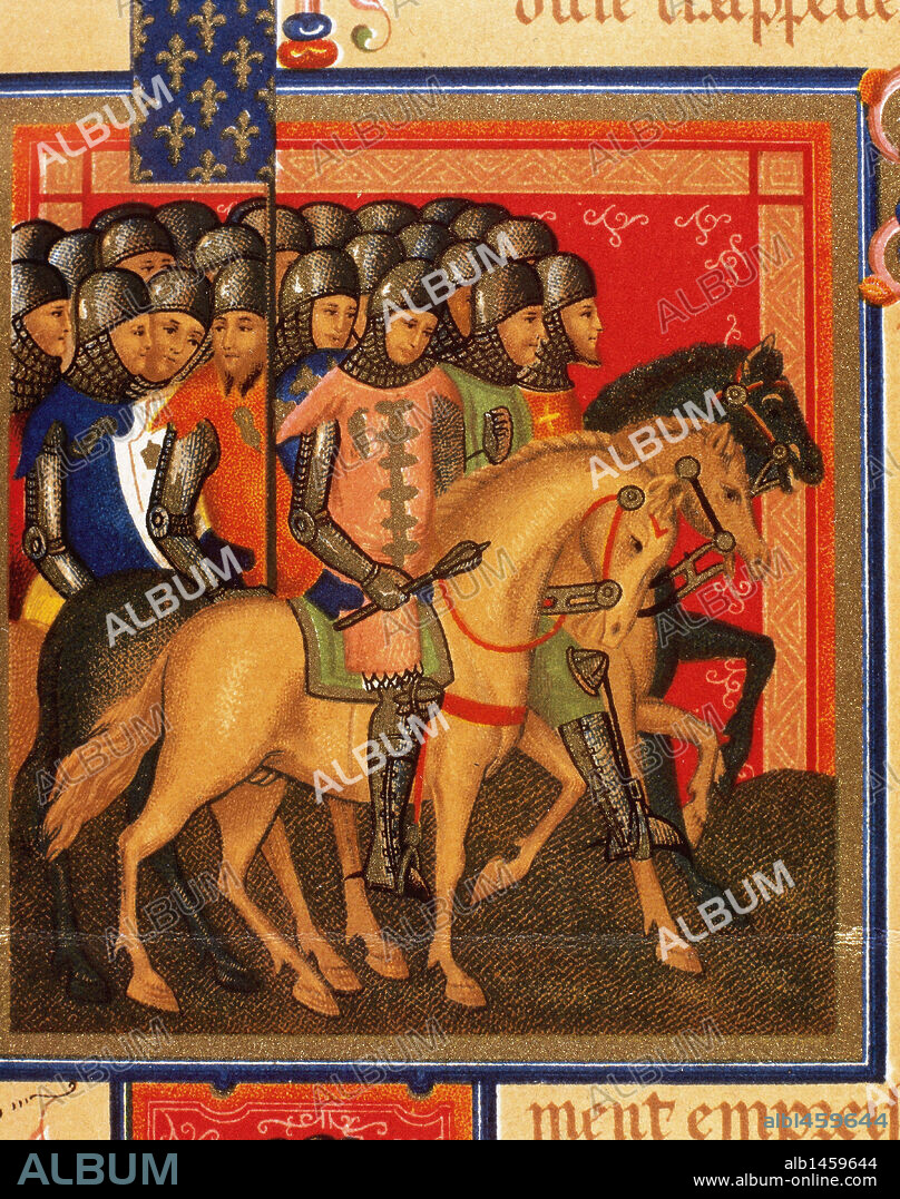 CABALLEROS CRISTIANOS DE OCCIDENTE que formaron parte de una de las expediciones de las cruzadas hacia Tierra Santa. Página de los Estatutos de la Orden del Santo Espíritu (s. XV), con instrucciones para los caballeros de la Orden.
