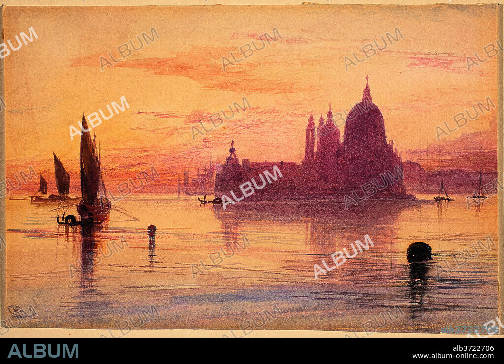EDWARD LEAR. Santa Maria della Salute, Venice, at Sunset. Dated: 1865/1884. Dimensions: sheet: 11.9 × 17.7 cm (4 11/16 × 6 15/16 in.). Medium: watercolor and gouache over graphite on wove paper.