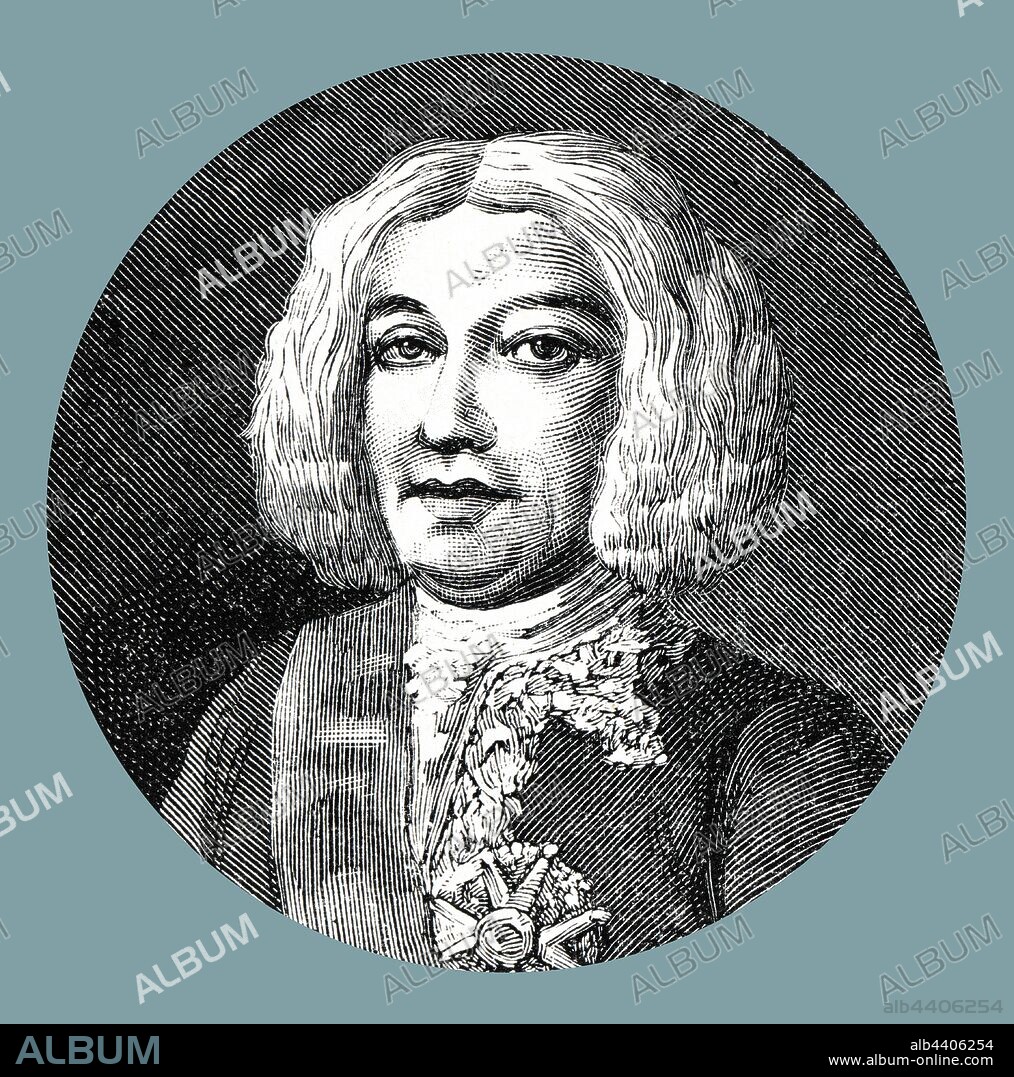 Juan José Navarro de Viana Búfalo (1687-1772), marqués de la Victoria, marino y capitán general de la armada española. Grabado de 1877.