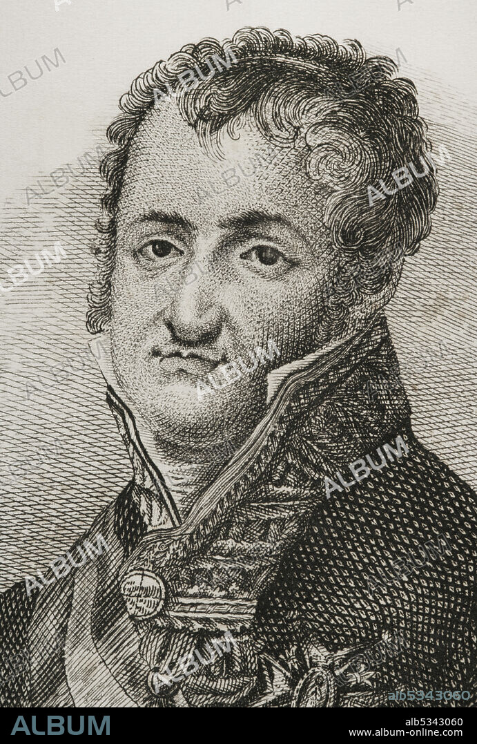 JOSé GóMEZ. SPANISH ENGRAVER. Ferdinand VII (1784-1833). King of Spain (1808-1833). Portrait. Engraving by José Gómez. Detail. Panorama Español, Crónica Contemporánea. Madrid, 1842.