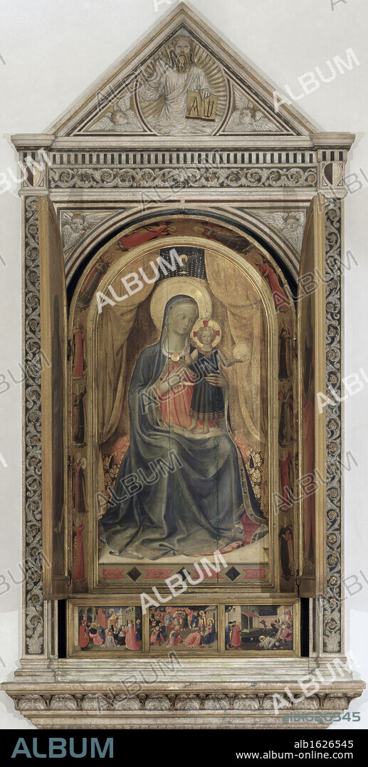 GHIBERTI, L. & ANGELICO, FRA. Madonna and Child,  from the Tabernacle of the Linaivoli by Lorenzo Ghiberti and Fra Angelico,  15th Century,  Italy,  Florence,  Museo di San Marco.