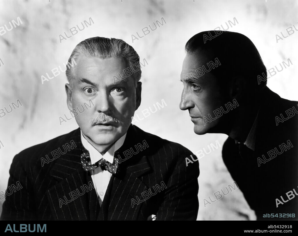 BASIL RATHBONE und NIGEL BRUCE in THE ADVENTURES OF SHERLOCK HOLMES, 1939, unter der Regie von ALFRED L. WERKER. Copyright 20TH CENTURY FOX.
