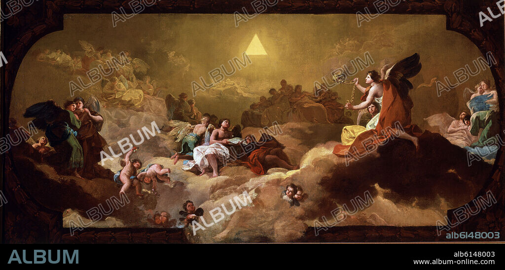 FRANCISCO DE GOYA. ADORACION DEL NOMBRE DE DIOS POR ANGELES-1771/2-BOCETO PARA DECORAR AL FRESCO UN CORETO DE LA BASILICA DEL PILAR DE ZARAGOZA.